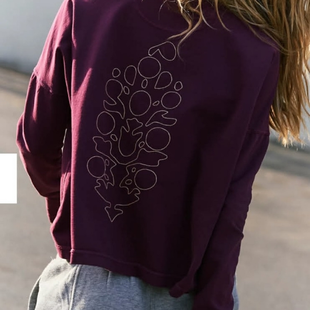 Free People Movement Plum Now Or Never Henley Sweatshirt*L * NWT - Picture 2 of 4